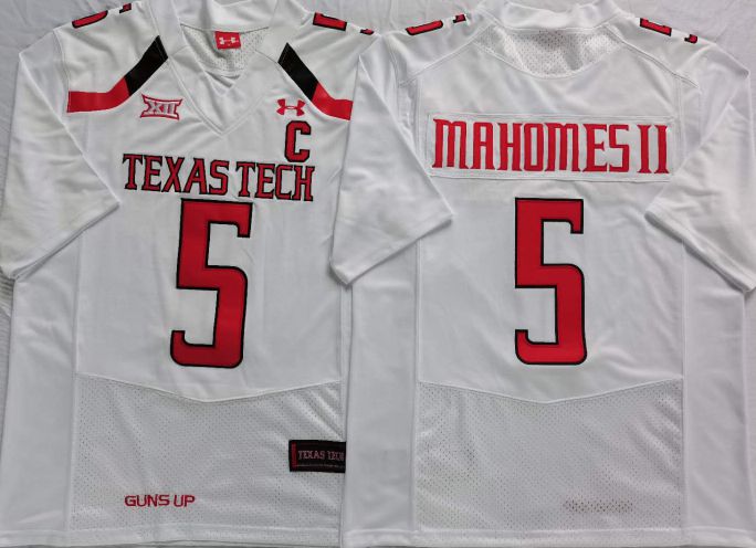 Men Texas Tech Red Raiders #5 Mahomes ii White 2025 Limited NCAA Jersey